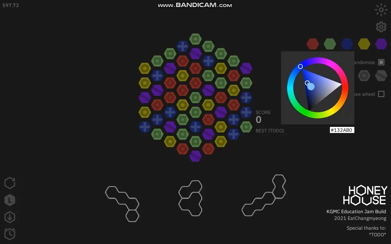 설정 창에서 컬러 피커를 열어 색상을 수정하고 있다. #132AB0(탁한 파랑)이 선택되어 있다.